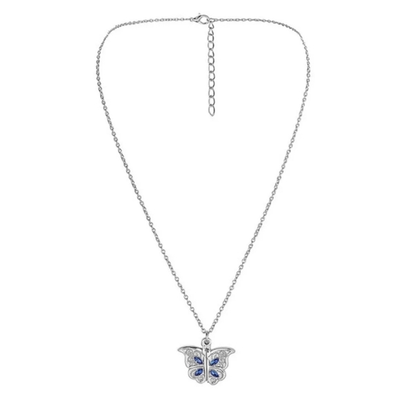 Charming Silver "I love you" Butterfly Pendant Necklace - Picture 3 of 8